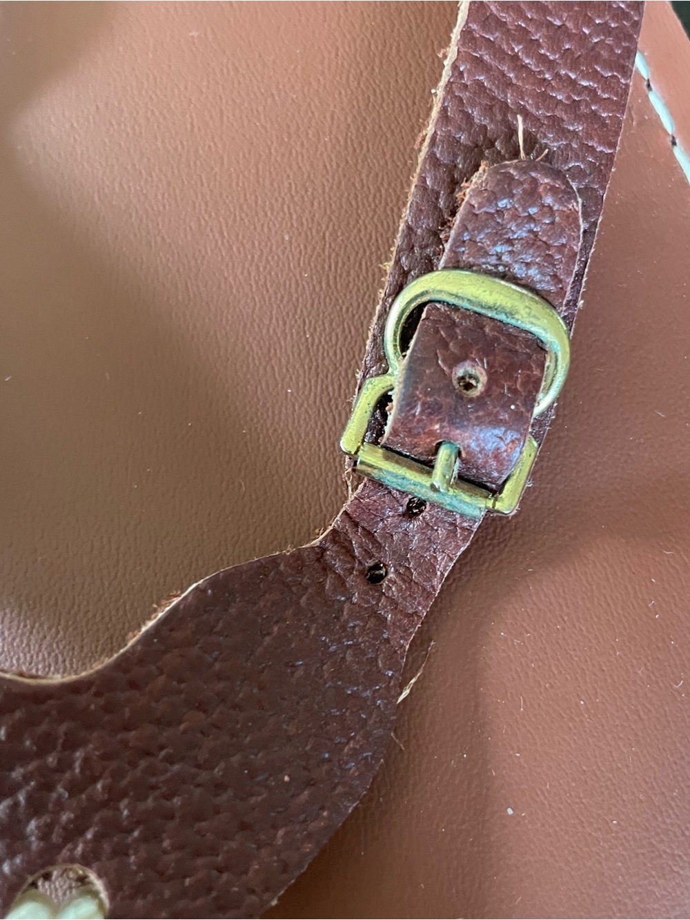 Kino Key West Women Leather Flip Flops Brown Slide Sandals Size 10 Handmade Boho - Picture 4 of 8